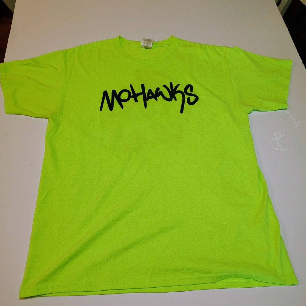 Fruit of the Loom Mohawks Rule Neon Green Graphic T-Shirt Women Large Regular